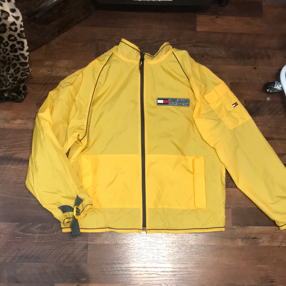 Vintage 2000 Tommy Hilfiger Yellow Windbreaker Convertible Utility Jacket